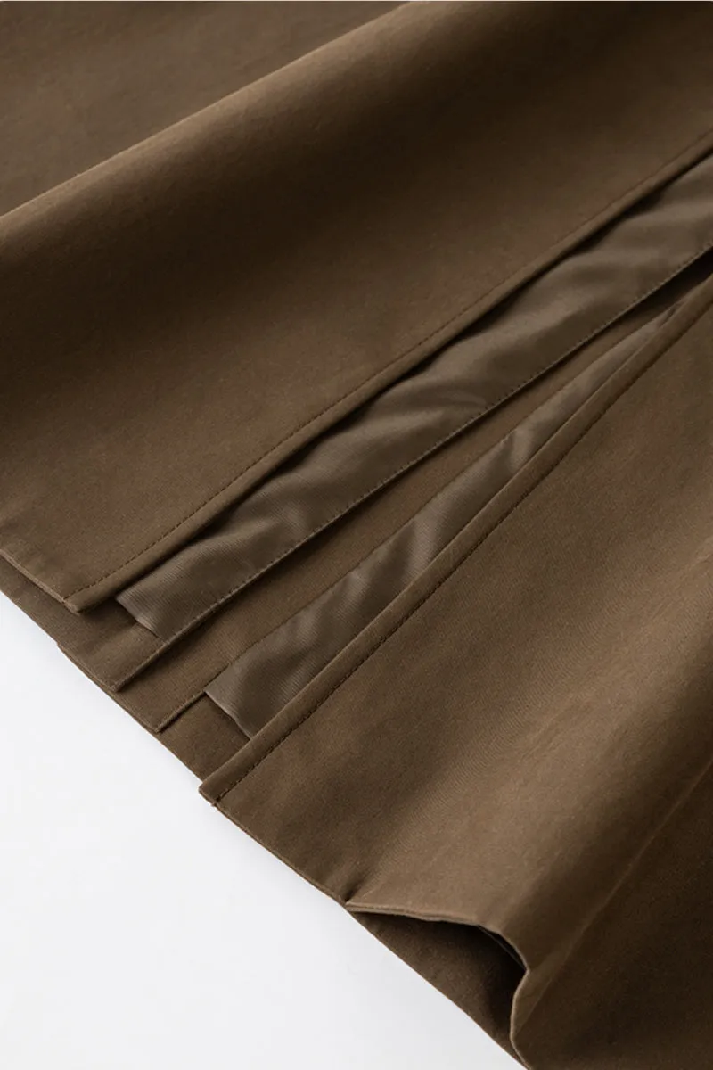 Long Cotton Blend Twill Barn Jacket with Leather Collar