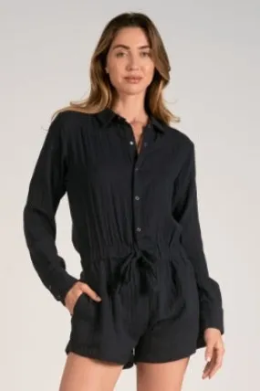 Long-Sleeve Button Romper