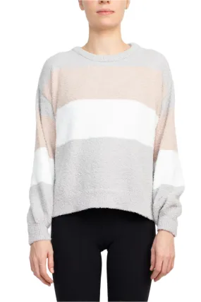 M Magaschoni Boat Neck Long Sleeve Fuzzy Sweater