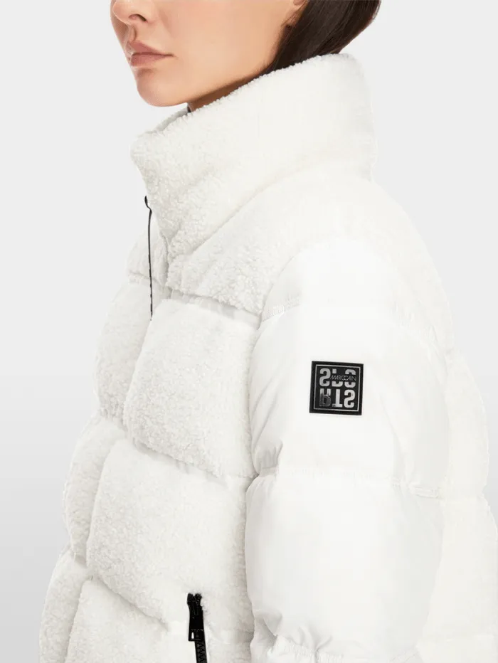Marc Cain Sports Women's Furry Padded Jacket In Off White XS 12.11 W50 Col 110