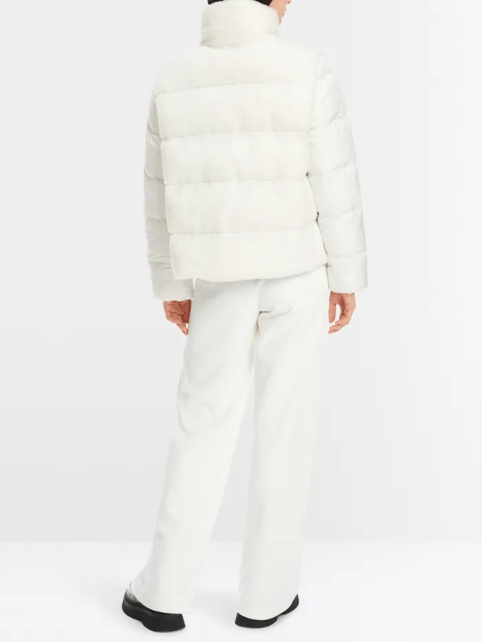 Marc Cain Sports Women's Furry Padded Jacket In Off White XS 12.11 W50 Col 110