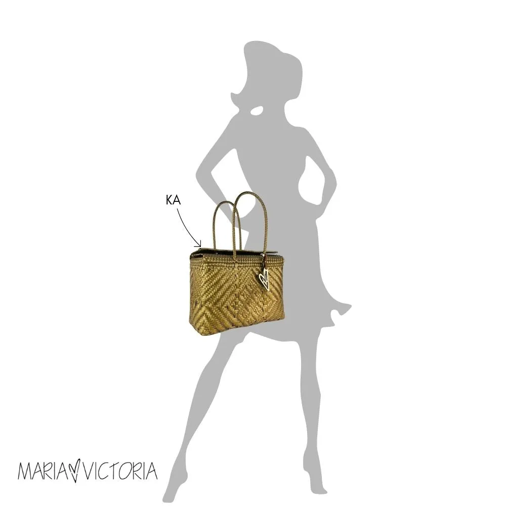 Maria Victoria | Sand Baskets | Upcycled, Handwoven, Gold Basket