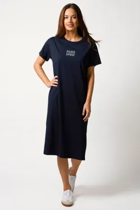 Maxie Tee Shirt Dress - Navy Paris
