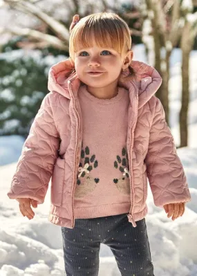 Mayoral Baby Quilted Heart Jacket in Blush