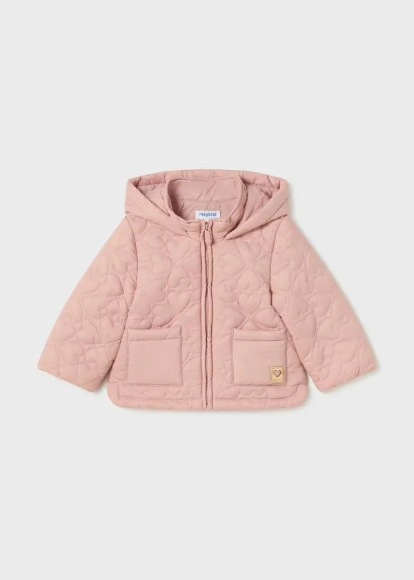 Mayoral Baby Quilted Heart Jacket in Blush