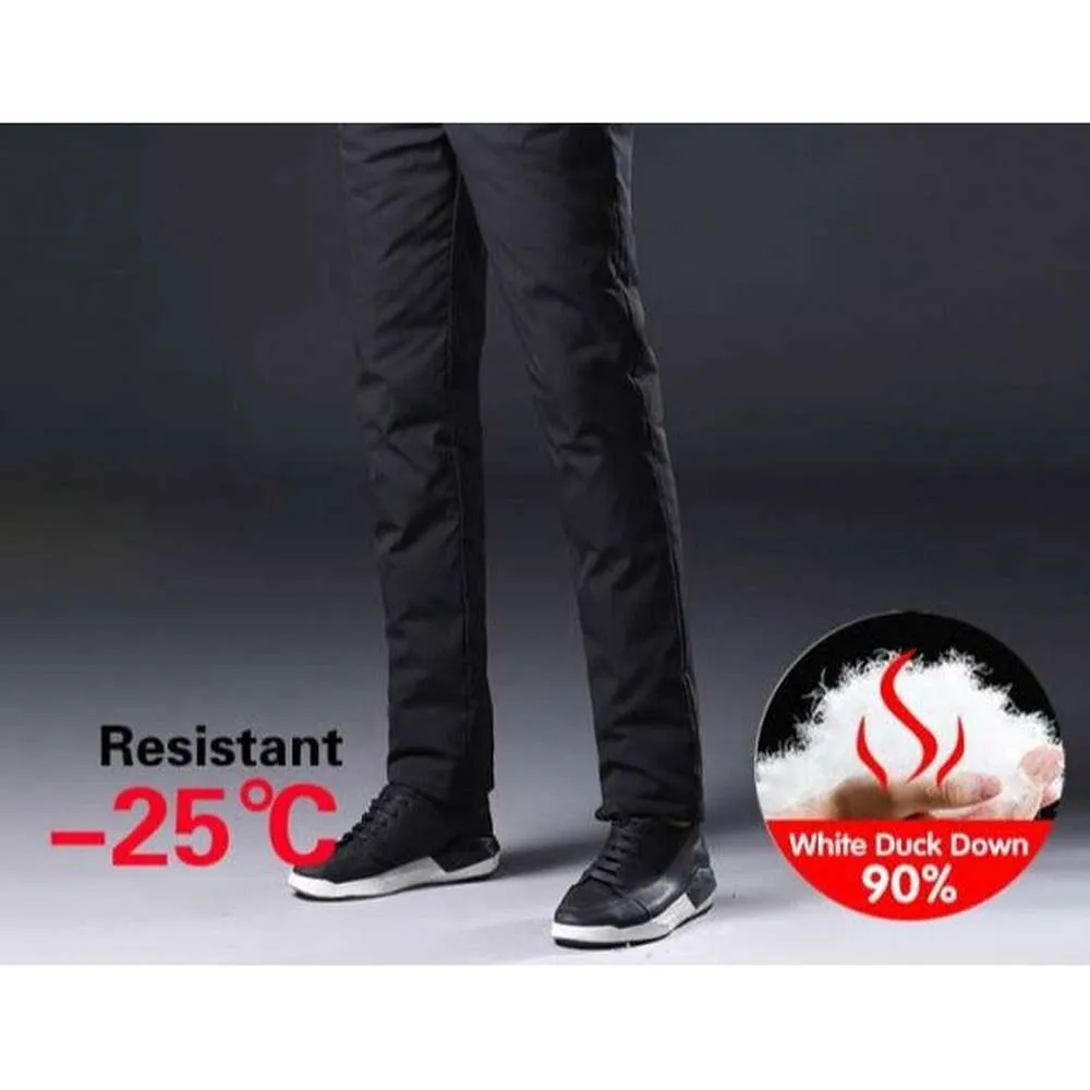 Men Winter Pants Duck Down Outdoor Sports Camping Pants Thermal Down Trousers
