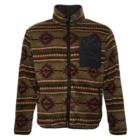 Mens Fleece Zipper Jacket Warm Aztec Geometric Print Zip Front Pocket HK80044
