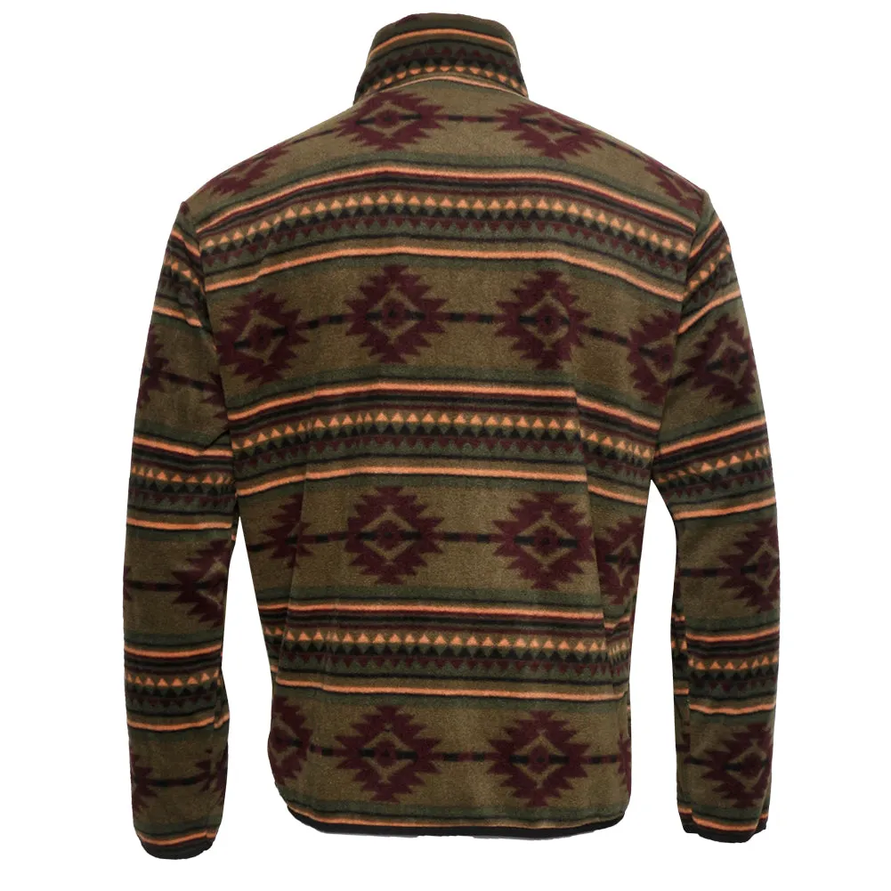 Mens Fleece Zipper Jacket Warm Aztec Geometric Print Zip Front Pocket HK80044