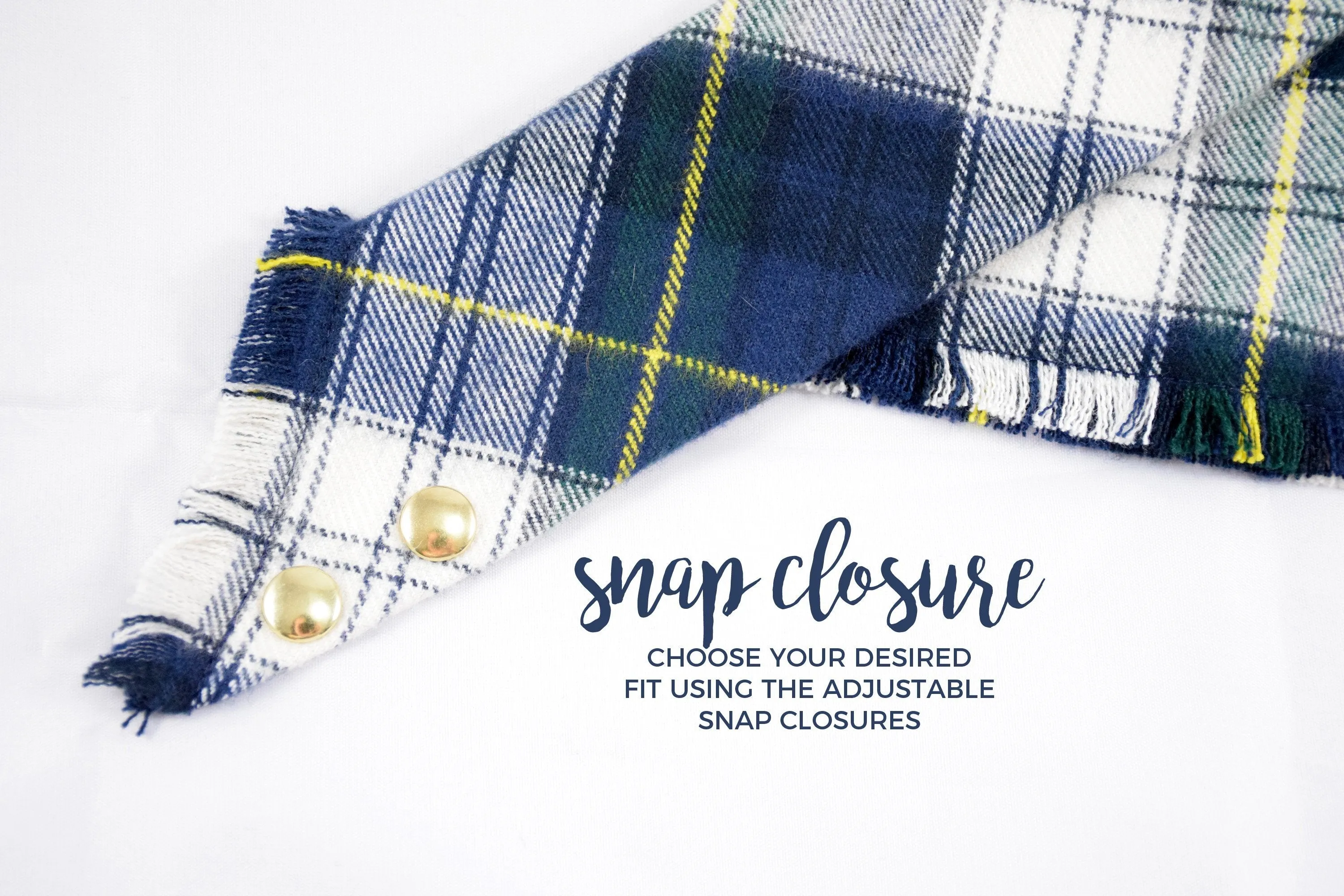 MOSS Fringed Flannel Dog Bandana - Snap/Tie On Cotton Scarf