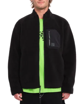 Muzzer Fuzzar Zip Fleece Jacket in Black