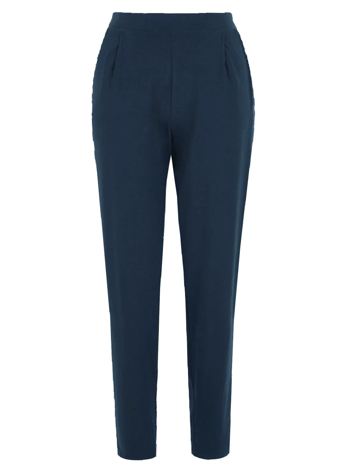 Navy Jersey Tapered Ankle Grazer Trousers