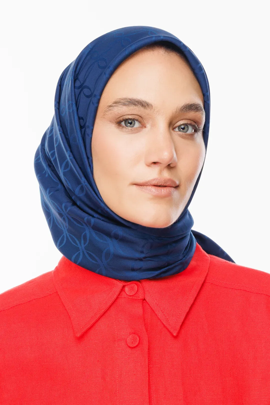 Navyblue London Pattern Silky Jacquard Scarf