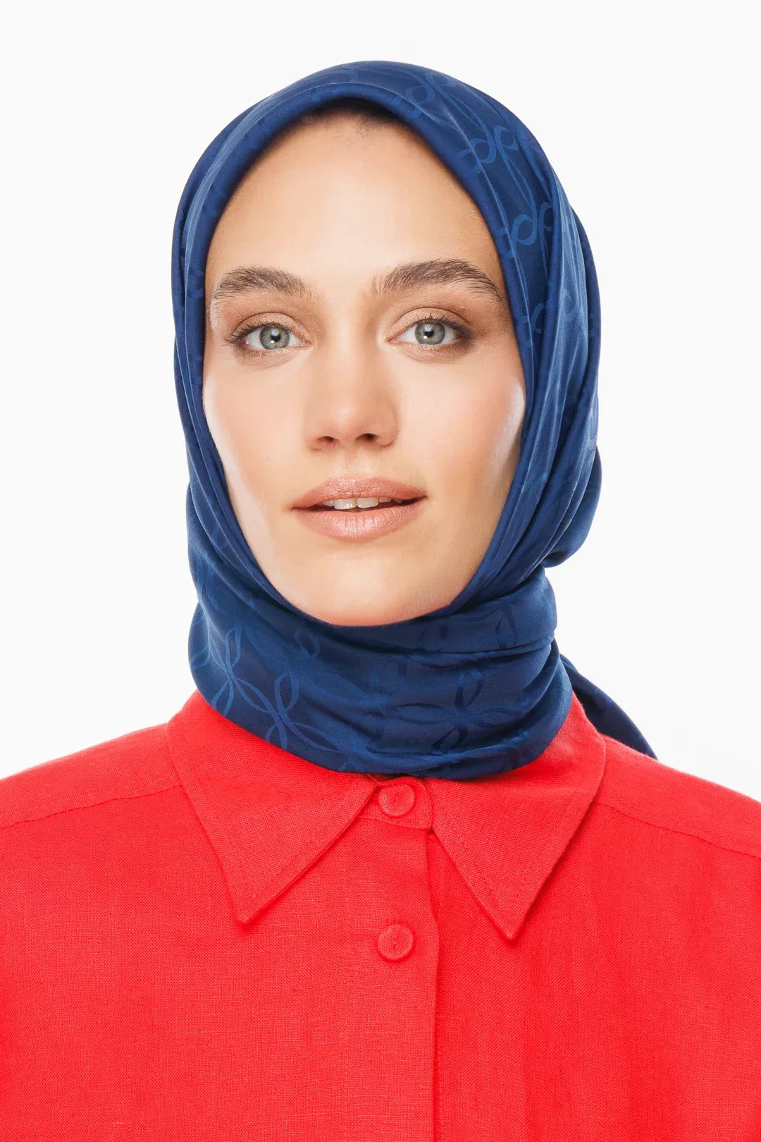 Navyblue London Pattern Silky Jacquard Scarf
