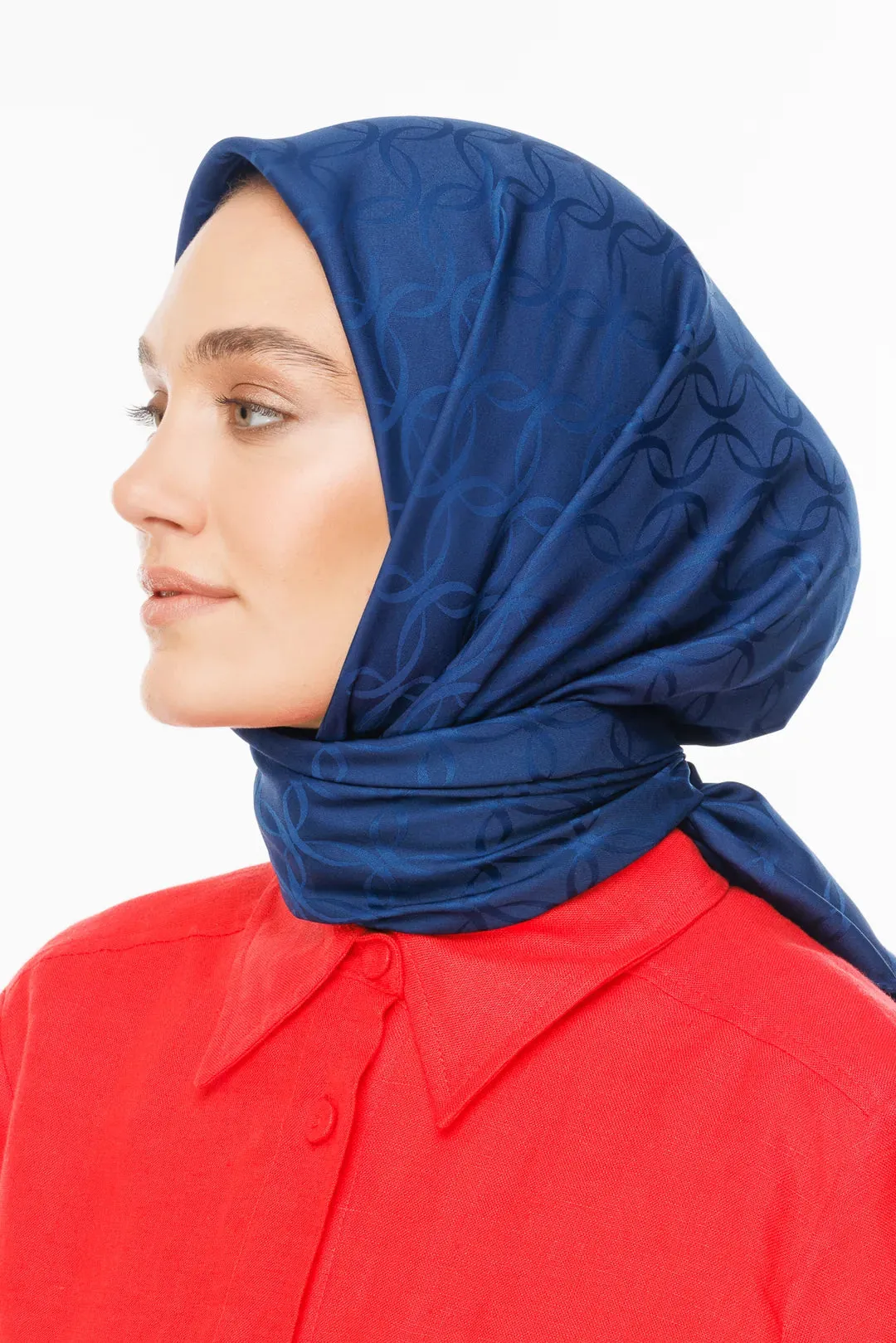 Navyblue London Pattern Silky Jacquard Scarf
