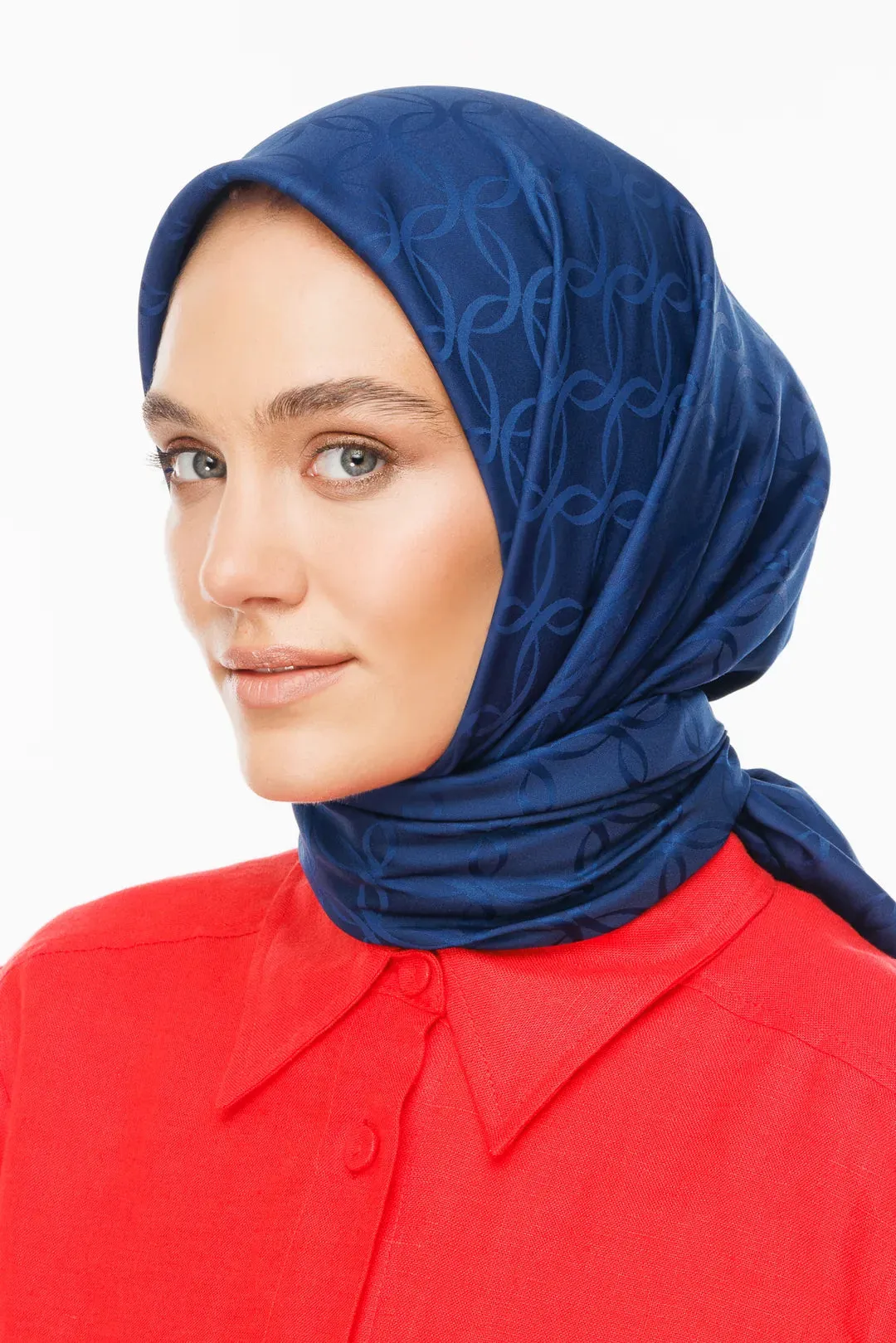 Navyblue London Pattern Silky Jacquard Scarf