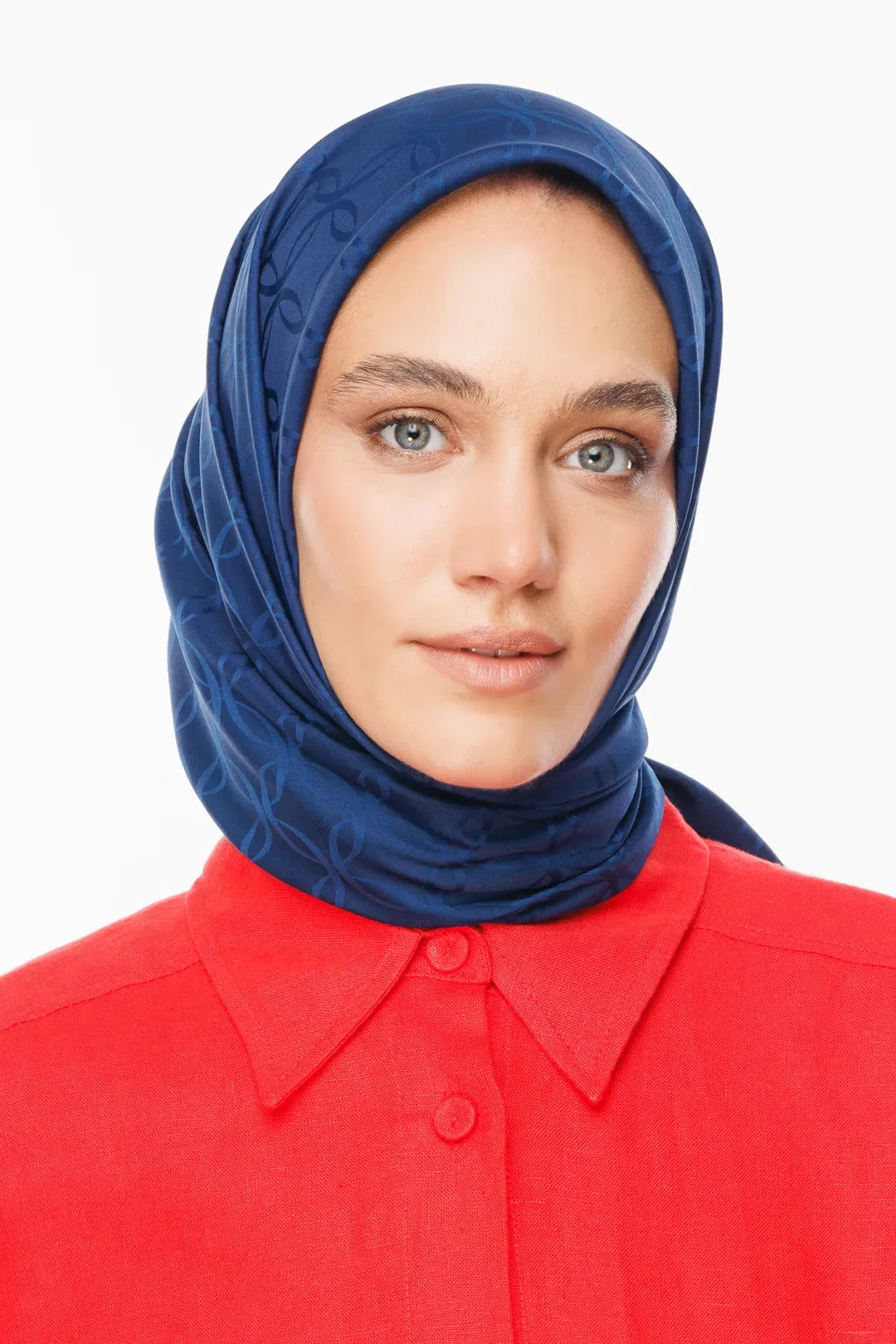 Navyblue London Pattern Silky Jacquard Scarf