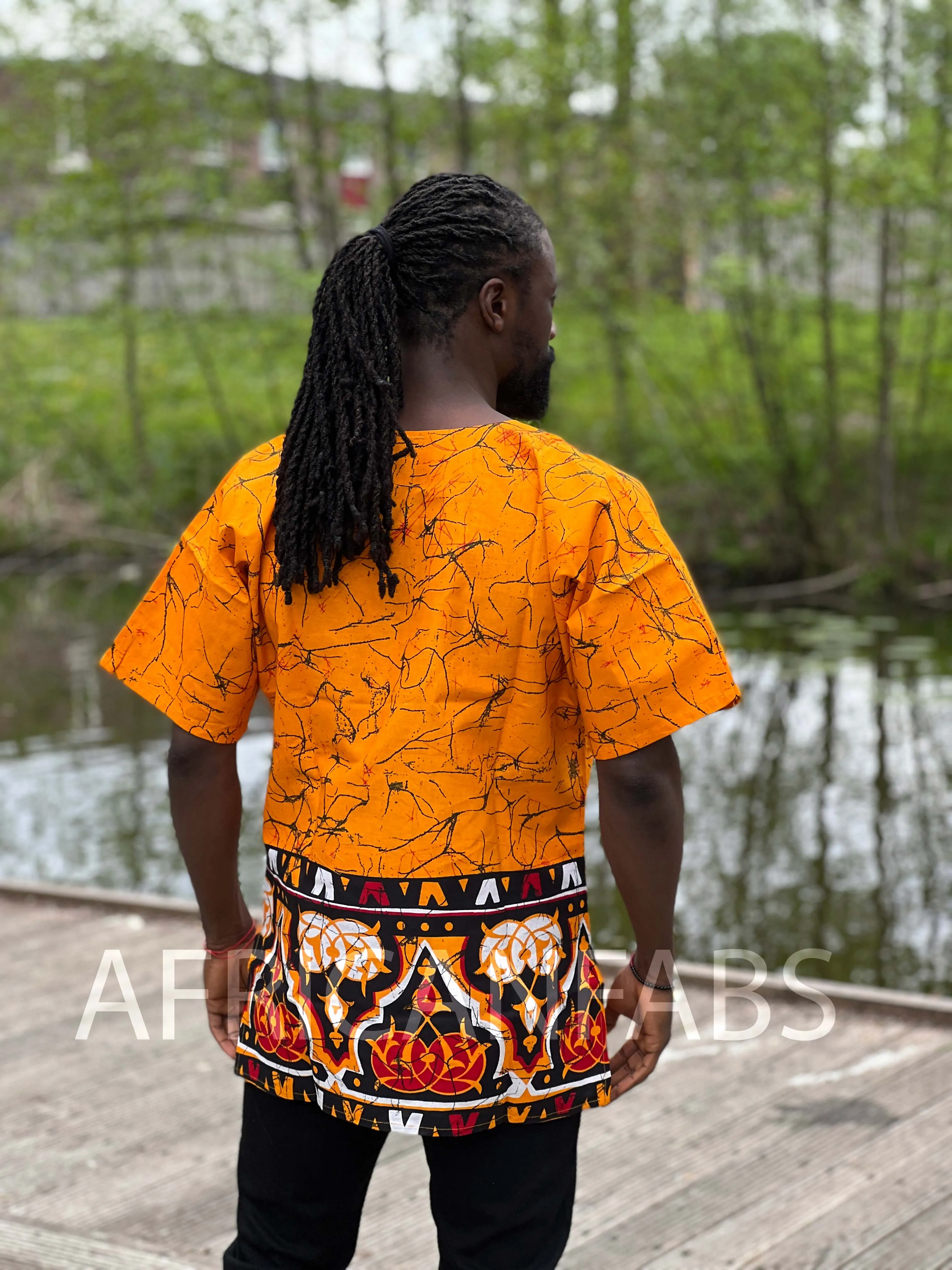 Ochre yellow Dashiki Shirt / Dashiki Dress - African print top - Unisex