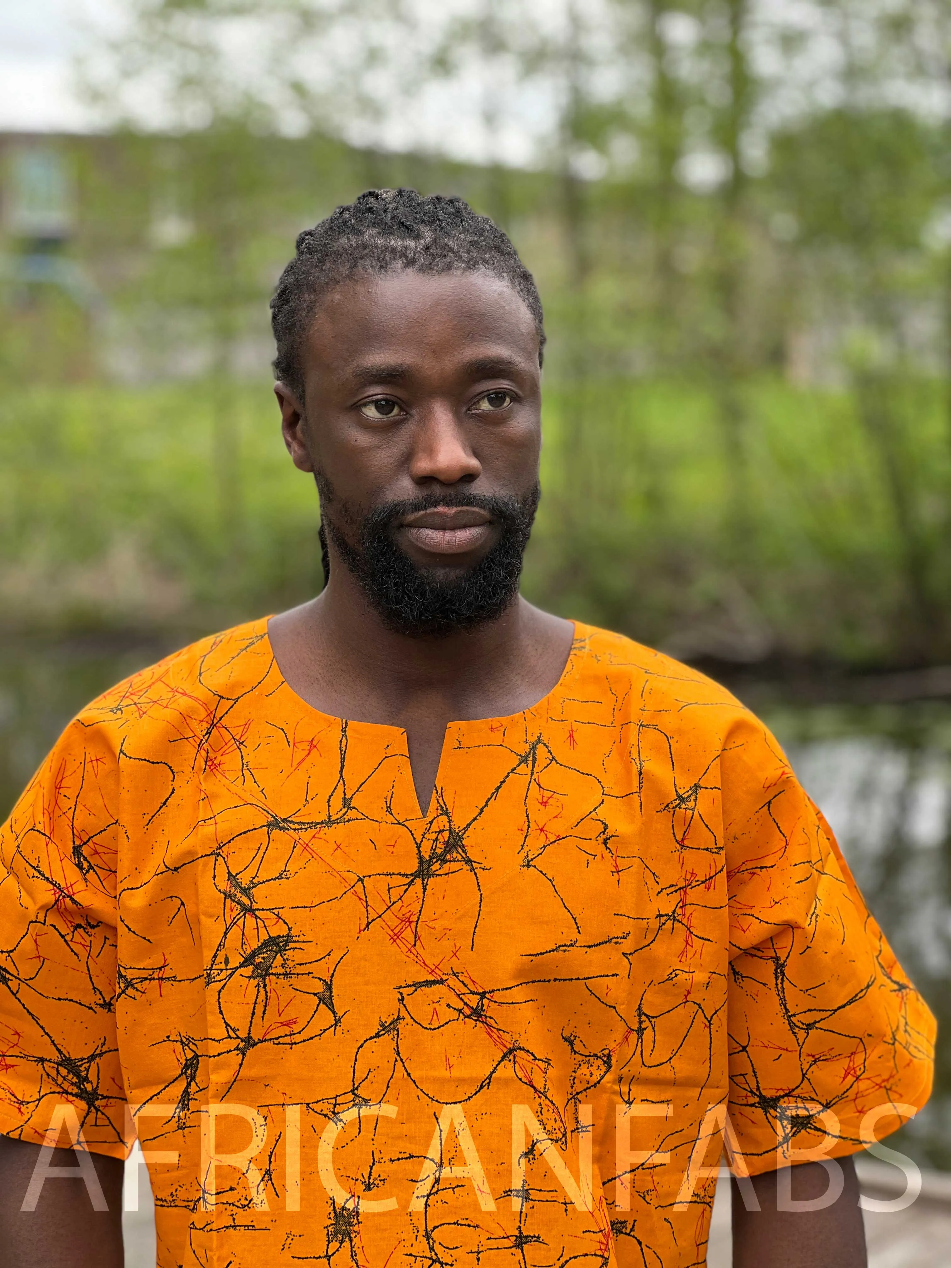Ochre yellow Dashiki Shirt / Dashiki Dress - African print top - Unisex