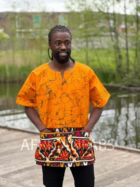 Ochre yellow Dashiki Shirt / Dashiki Dress - African print top - Unisex