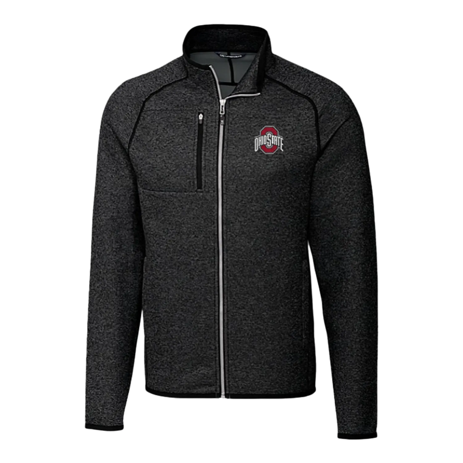 Ohio State Buckeyes Cutter & Buck Mainsail Sweater-Knit Charcoal Full Zip  Jacket