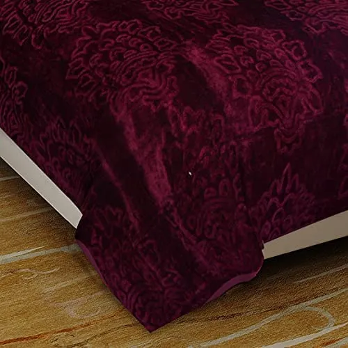 OM ENTERPRIES Microfiber 200 GSM Soft and Warm Mink Blanket for Winter Single,Double Bed Skin Friendly (Wine, Single)