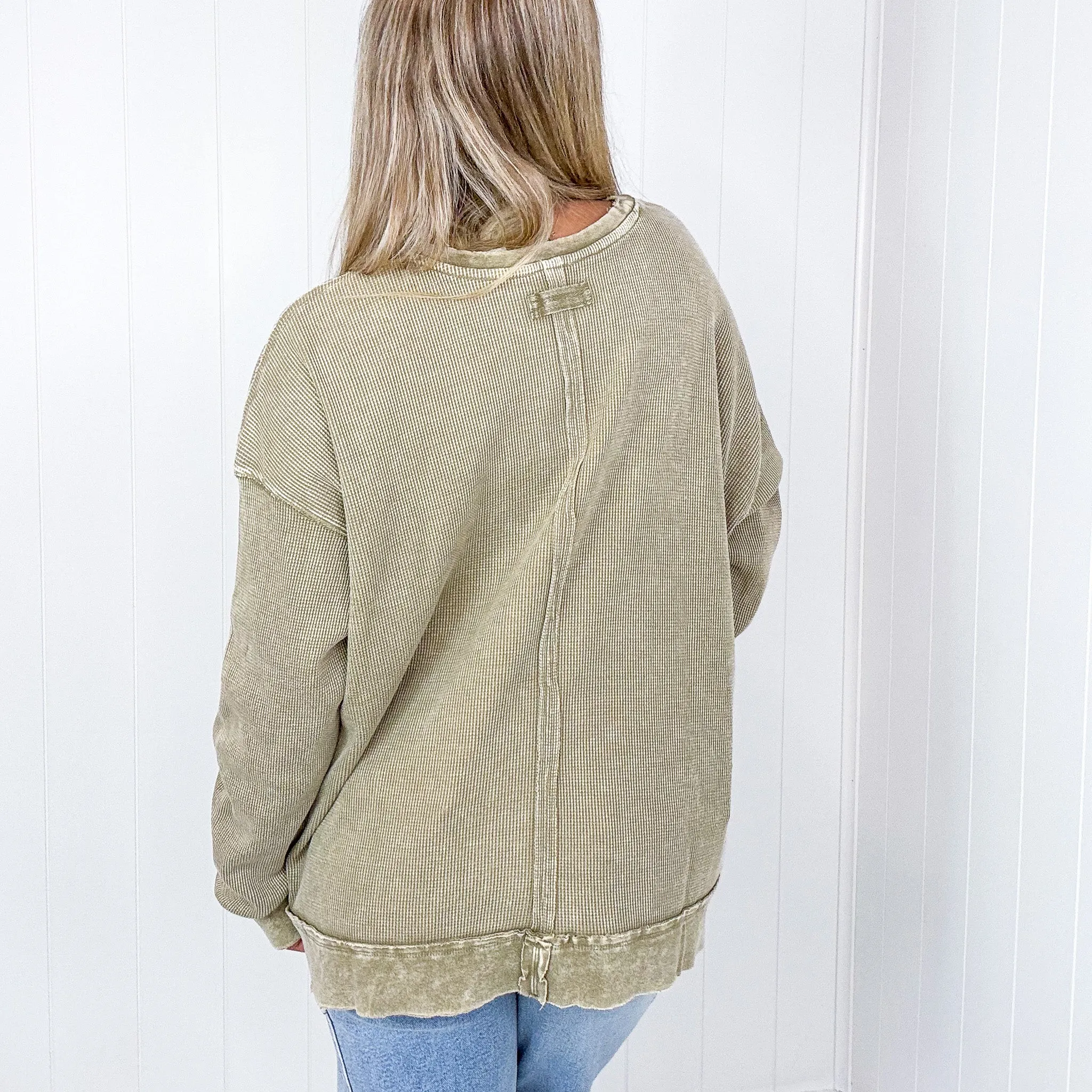 On the Comfortable Side Thermal Knit Mineral Washed Long Sleeve Top in 3 Colors *Final Sale*
