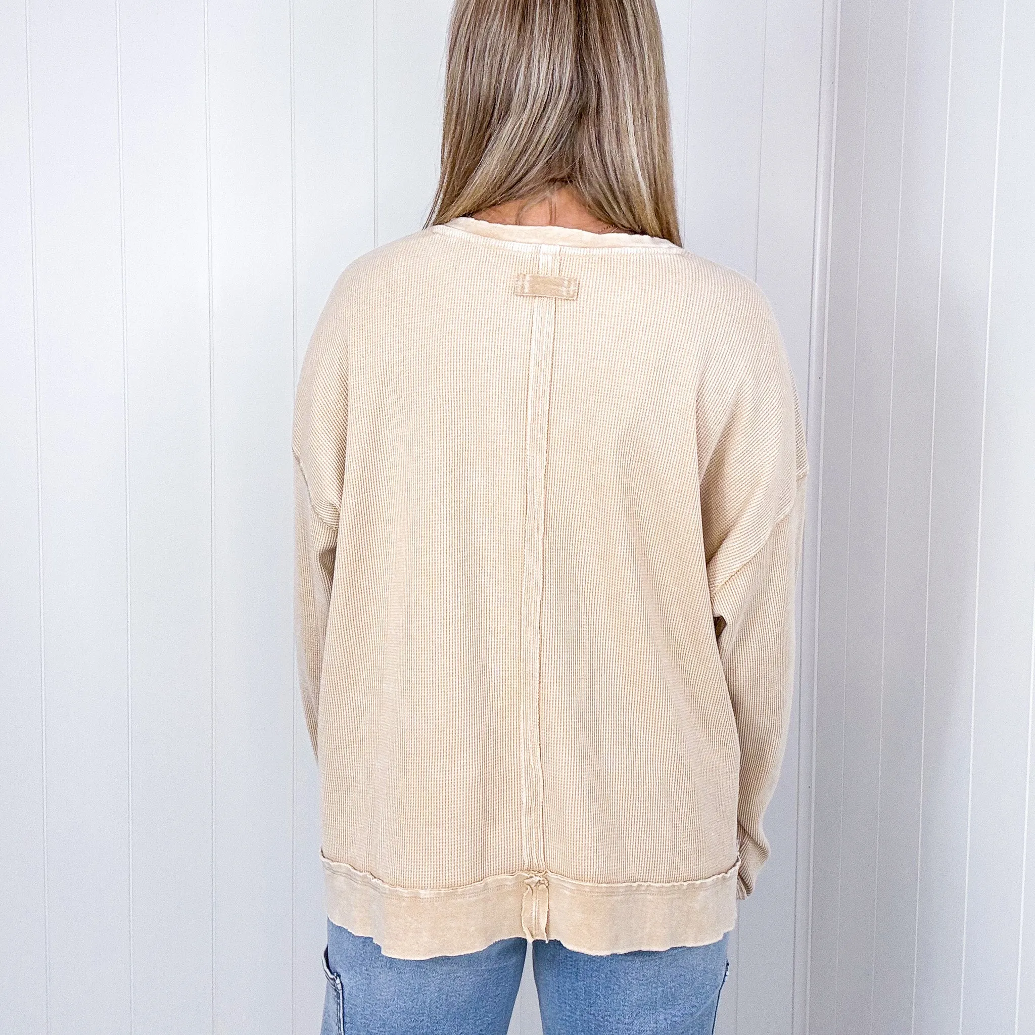 On the Comfortable Side Thermal Knit Mineral Washed Long Sleeve Top in 3 Colors *Final Sale*