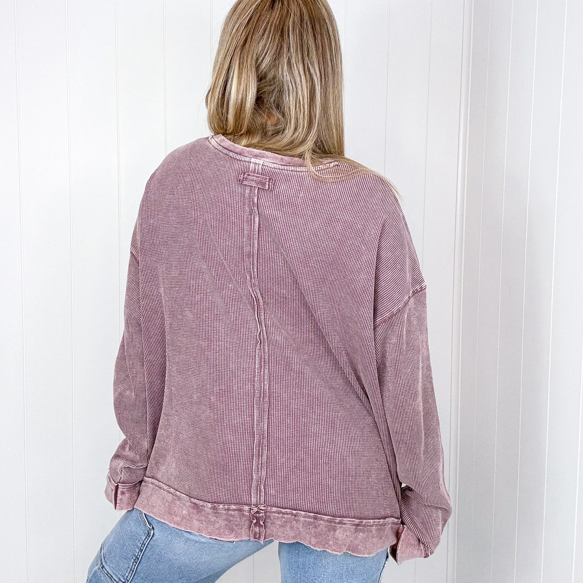 On the Comfortable Side Thermal Knit Mineral Washed Long Sleeve Top in 3 Colors *Final Sale*