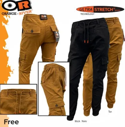 ORANGE RIVER FREE CARGO JOGGER PANTS - TAN, BLACK