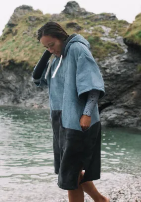 Original Blue / Grey Poncho Towel Changing Robe - Mineral Blue / Anthracite Grey