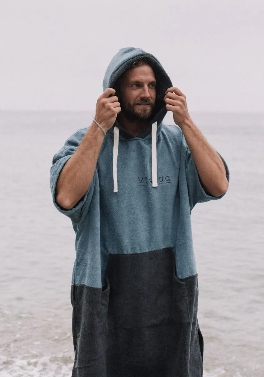 Original Blue / Grey Poncho Towel Changing Robe - Mineral Blue / Anthracite Grey