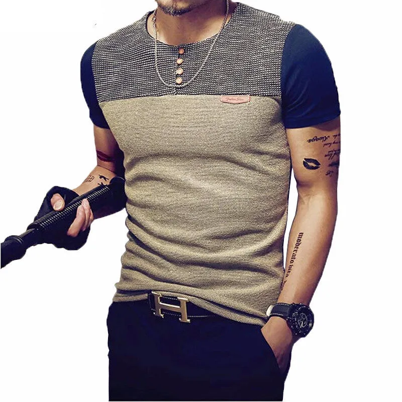 Patchwork Short Sleeve T Shirt Mens