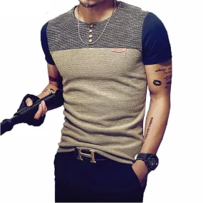Patchwork Short Sleeve T Shirt Mens