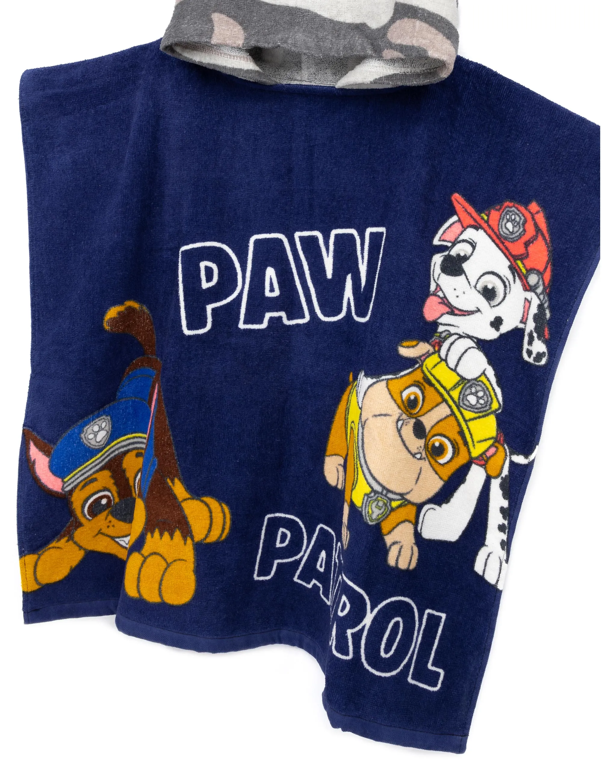 PAW Patrol Kids Navy And Camo Towel Poncho