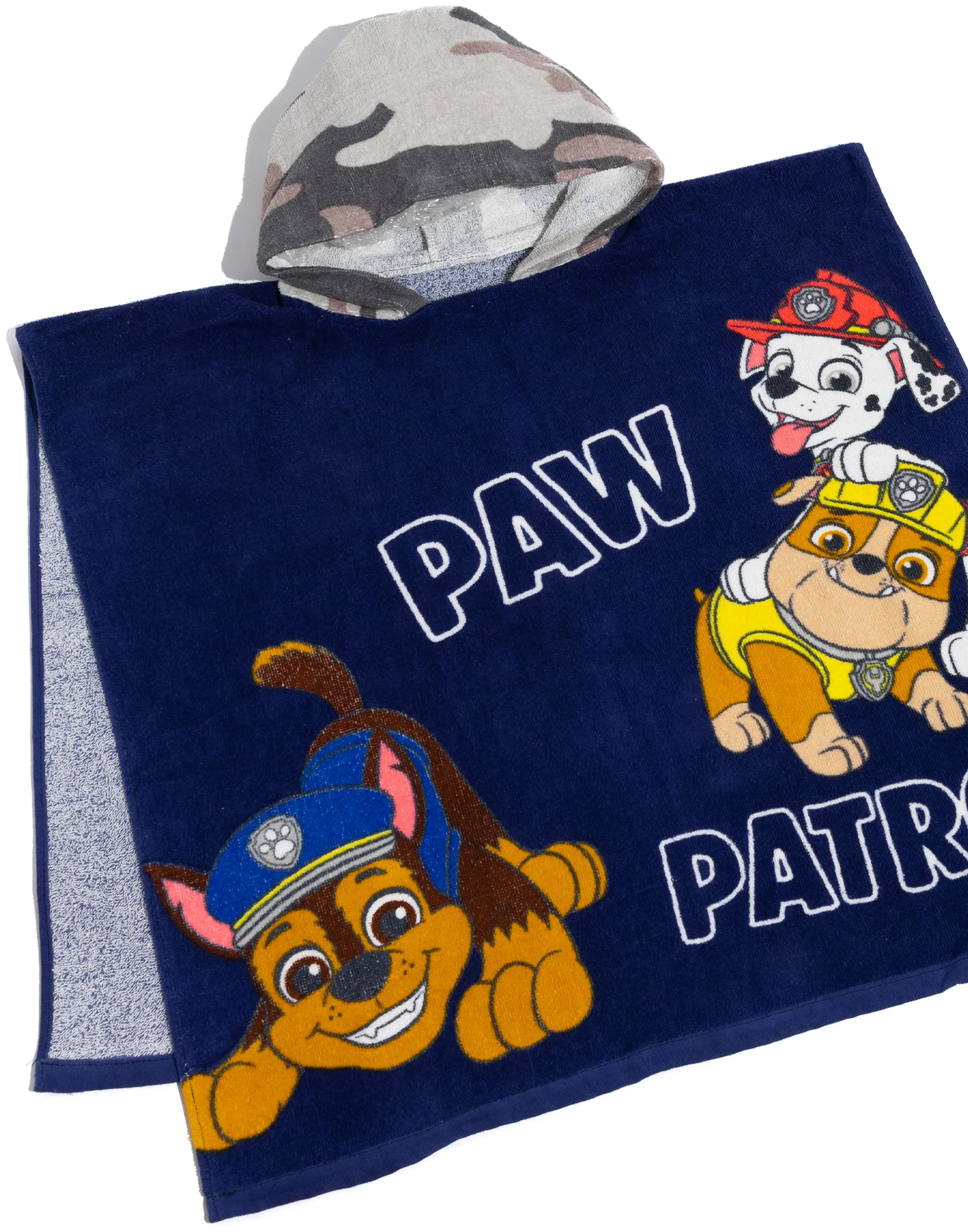 PAW Patrol Kids Navy And Camo Towel Poncho
