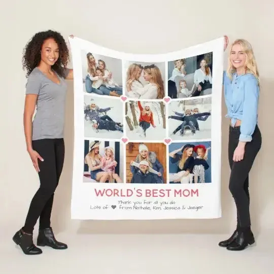Personalized Gift for Mom Soft Flannel Photo Blanket