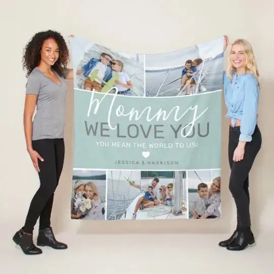 Personalized Gift for Mom Soft Flannel Photo Blanket
