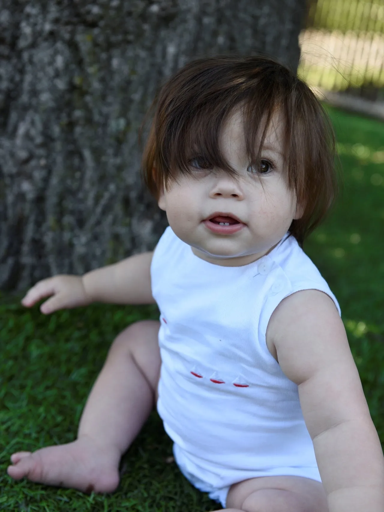 Pique Classic Smocked Sailboats White Baby Boy Bubble Romper