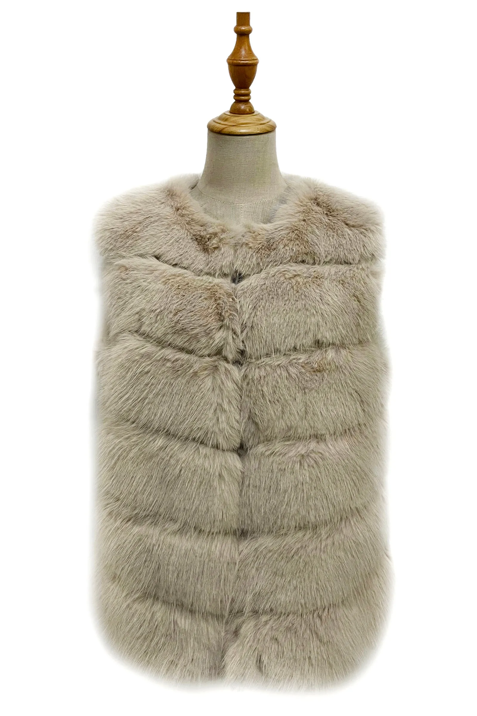 Plain Faux Fur Stripe Gilet Jacket