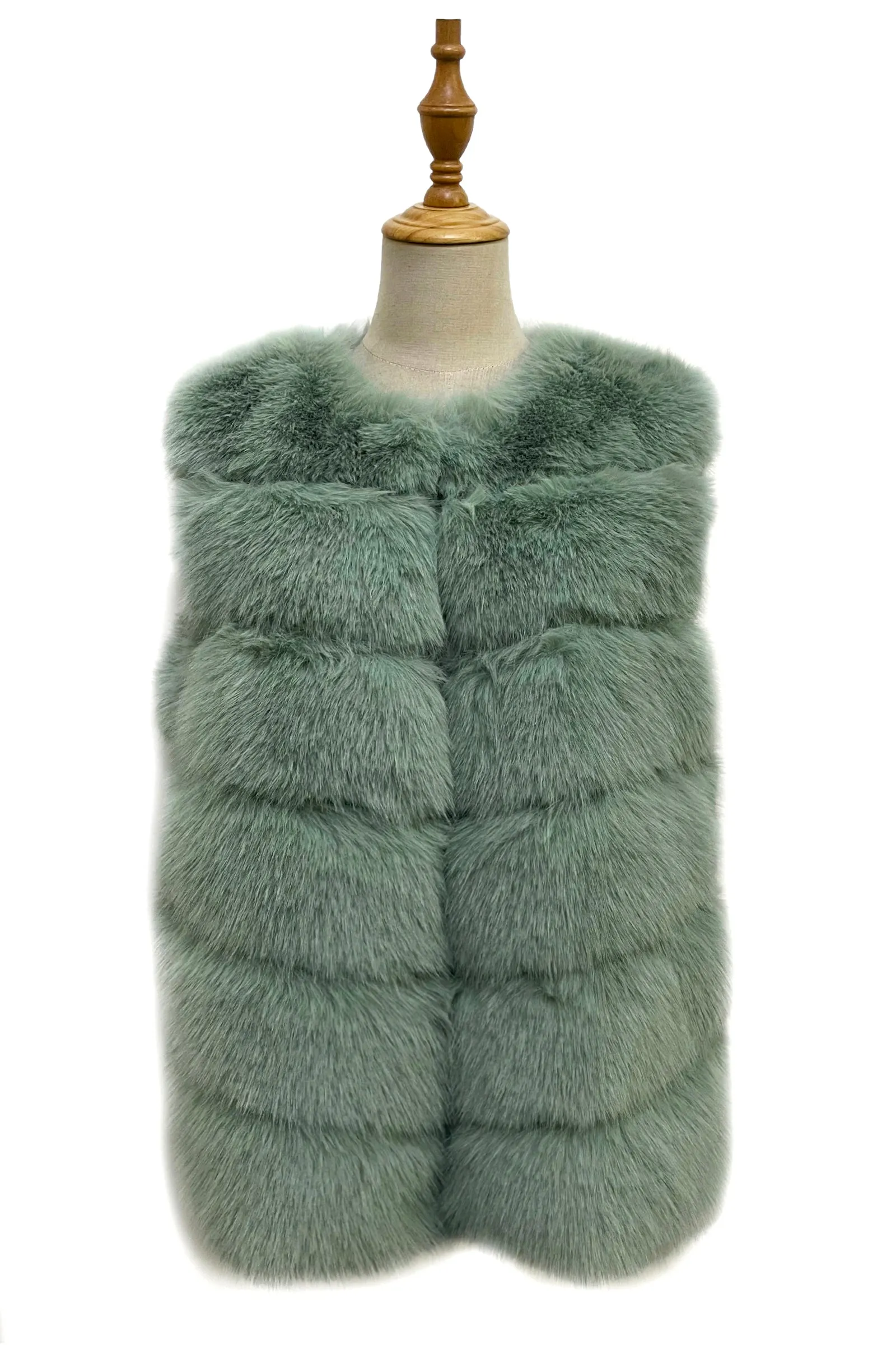 Plain Faux Fur Stripe Gilet Jacket