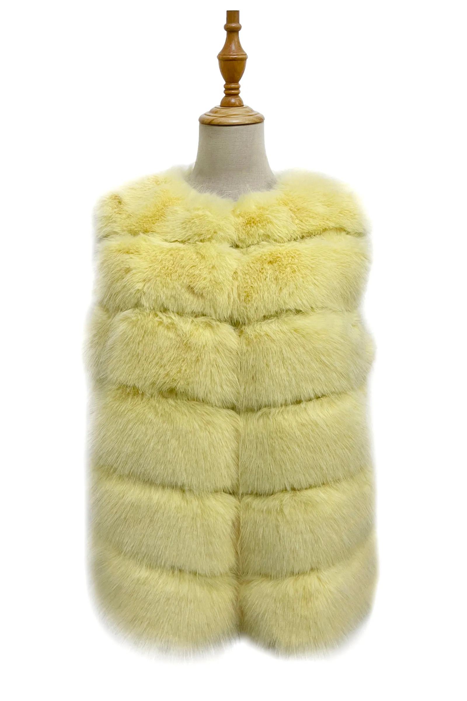 Plain Faux Fur Stripe Gilet Jacket
