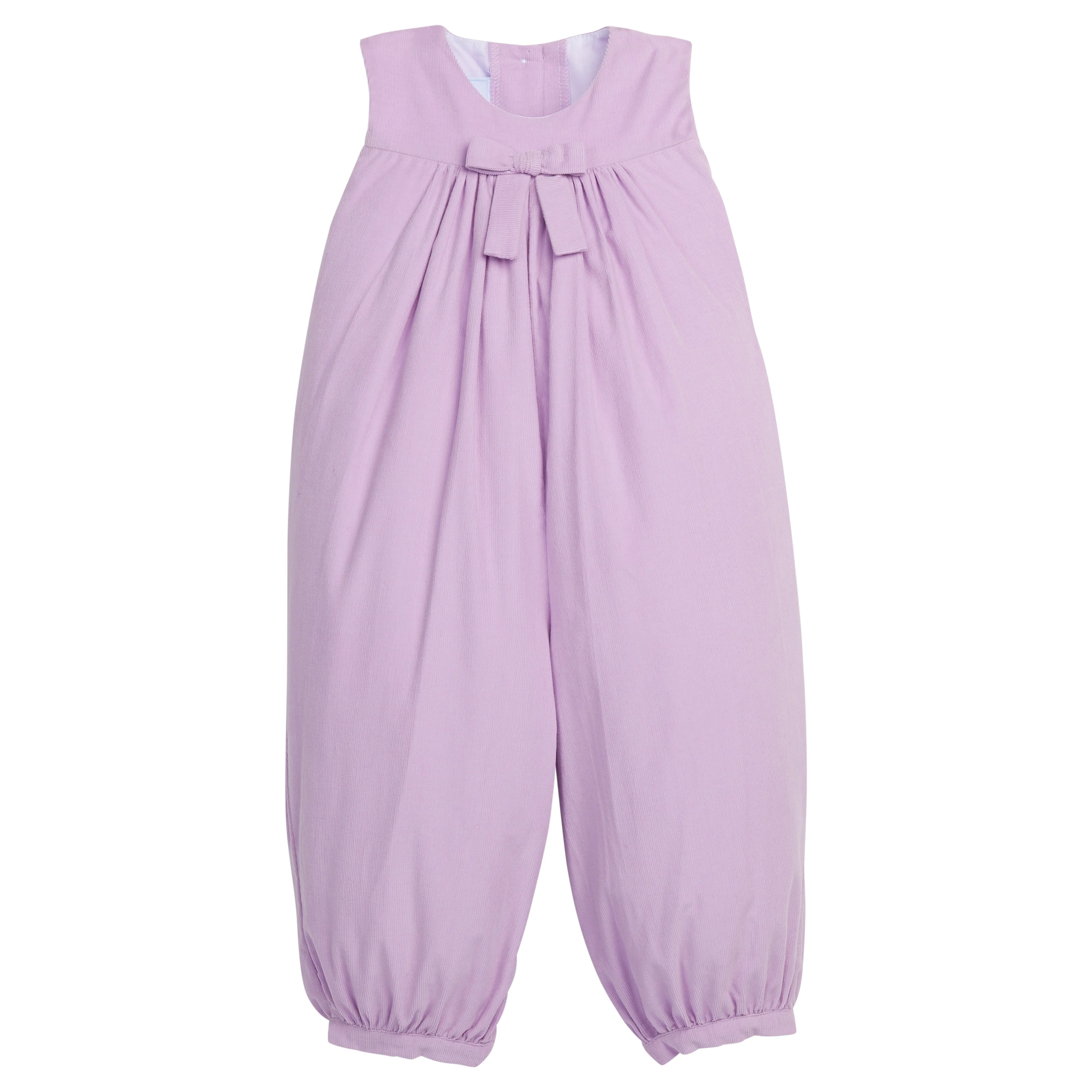 Pleated Bow Romper - Lavender Corduroy
