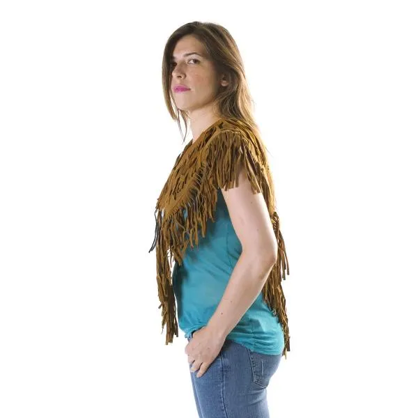 Poncho Indian Western Fringe Beaded Leather 147-II