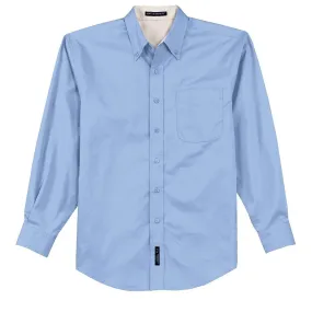 Port Authority Men's Light Blue/Light Stone Long Sleeve Easy Care Shirt