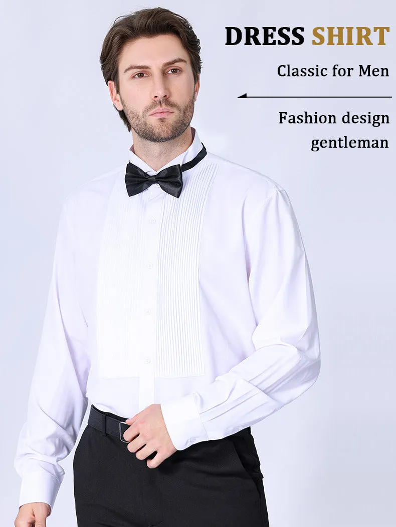 Quality elegant formal fabric wing collar gentlemen party shirt.