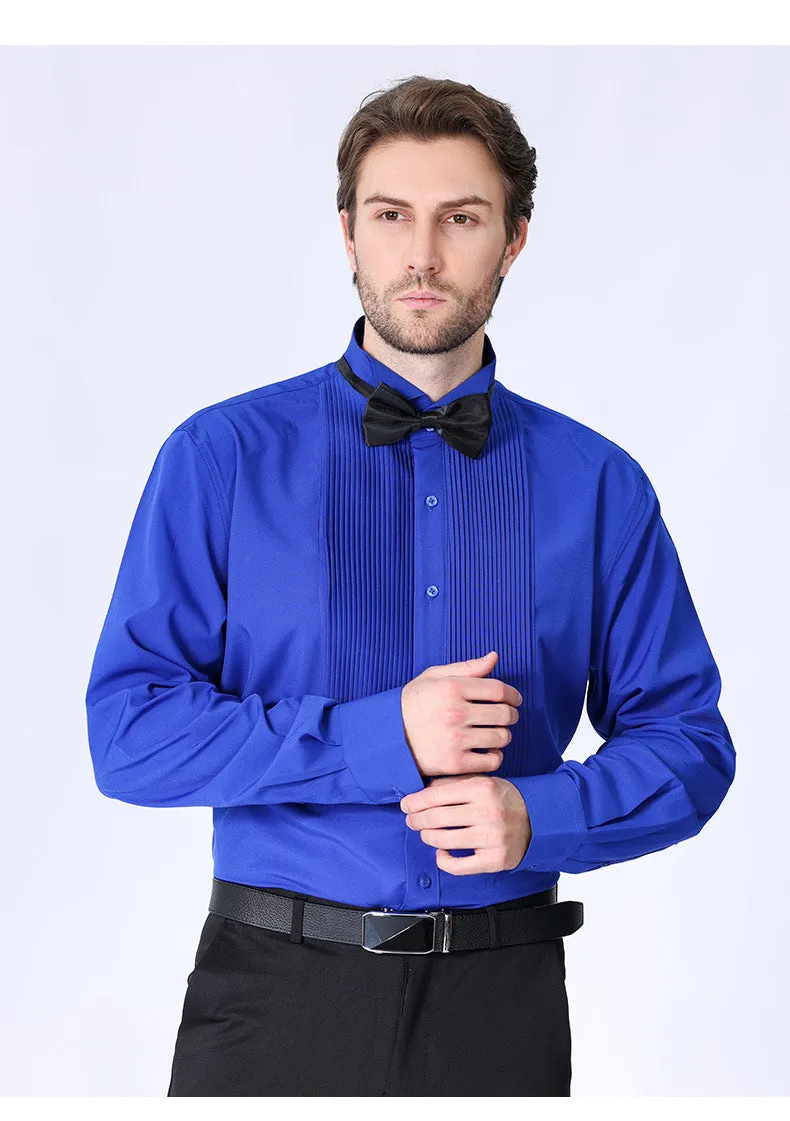 Quality elegant formal fabric wing collar gentlemen party shirt.