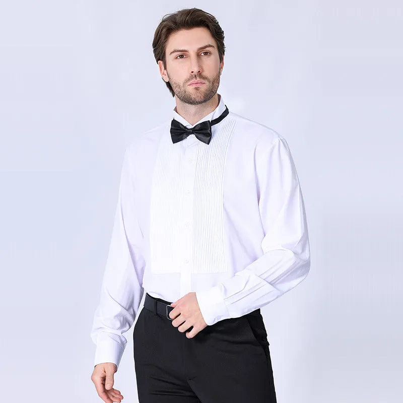 Quality elegant formal fabric wing collar gentlemen party shirt.