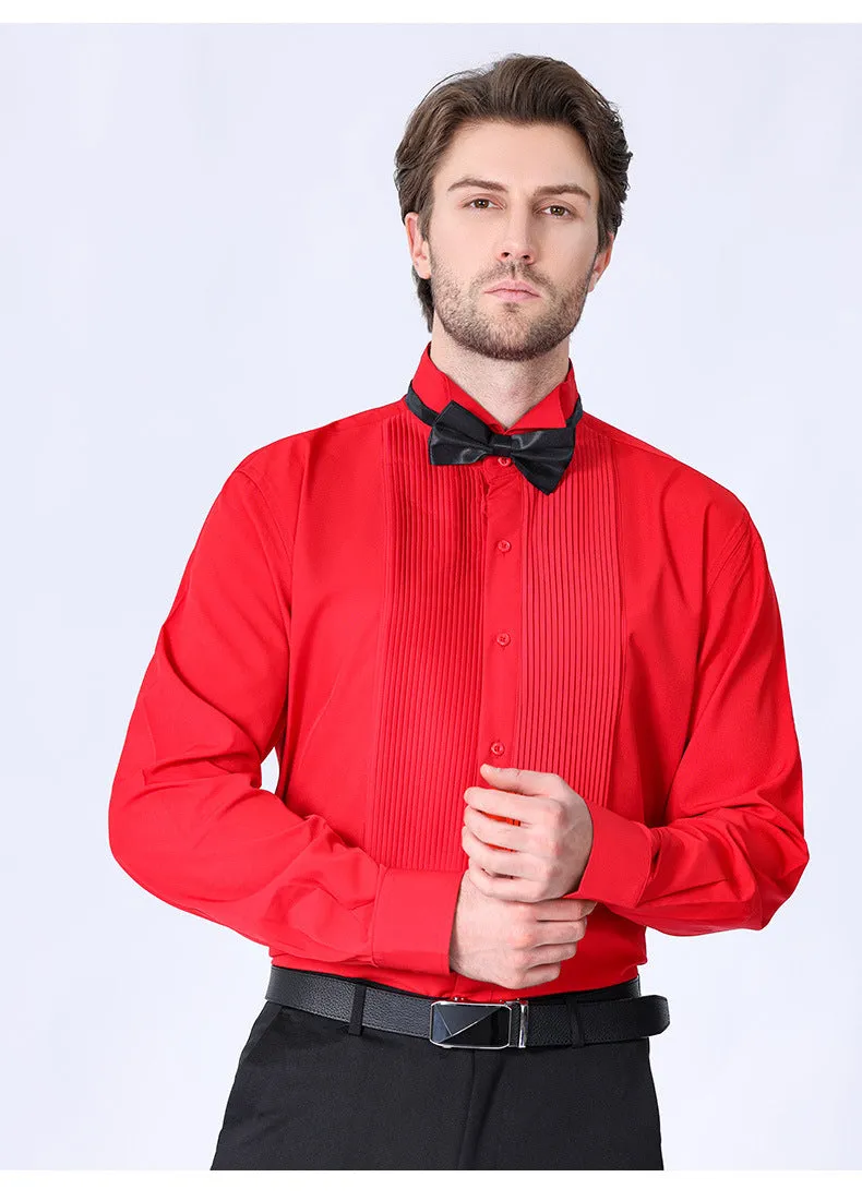 Quality elegant formal fabric wing collar gentlemen party shirt.