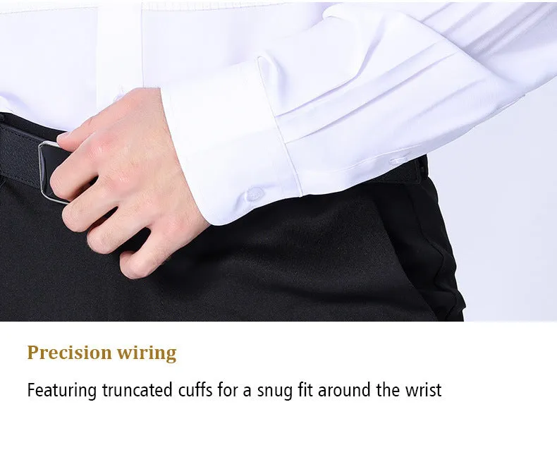 Quality elegant formal fabric wing collar gentlemen party shirt.