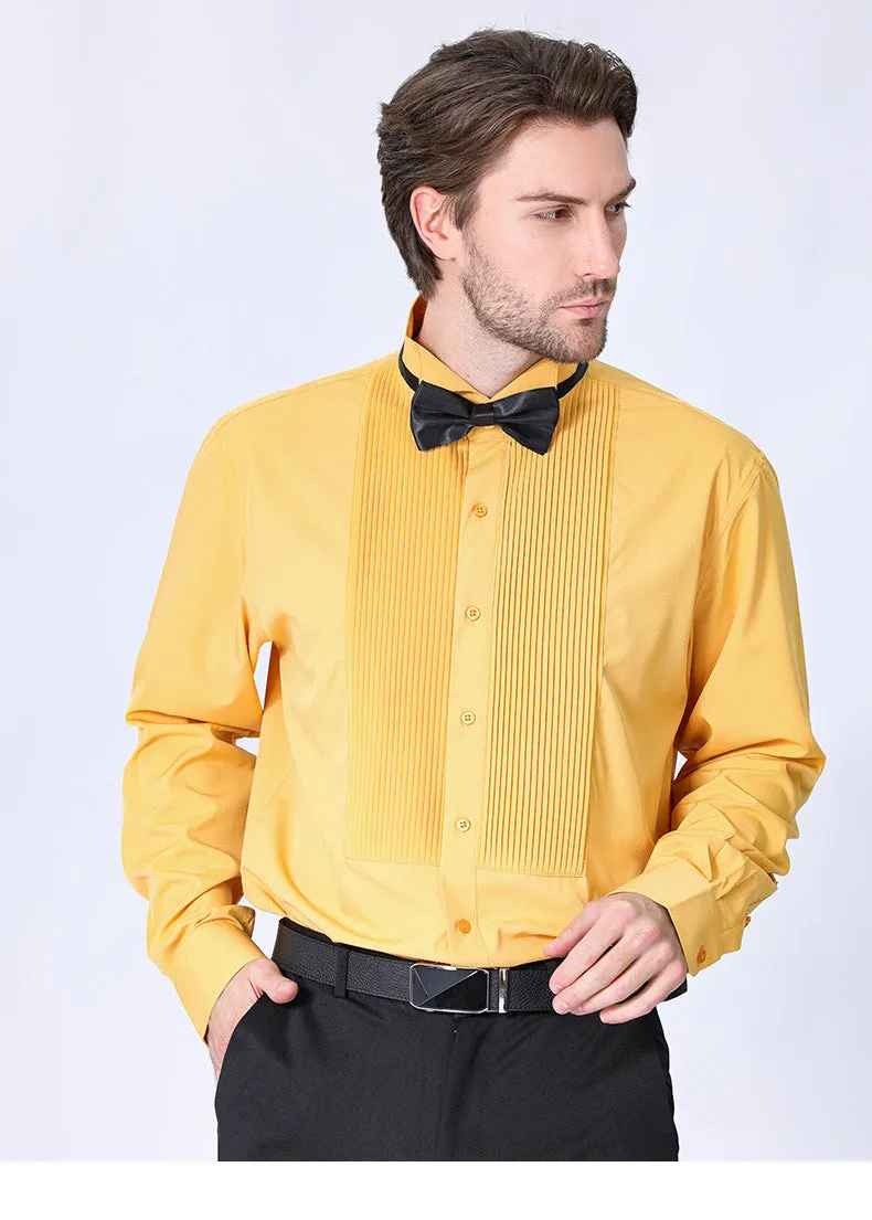 Quality elegant formal fabric wing collar gentlemen party shirt.